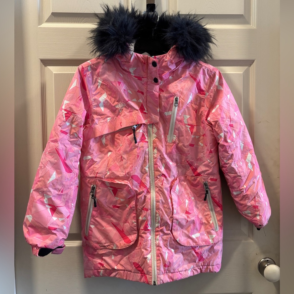 Wantdo Pink Pattern Warm Insulated Ski Snow Parka Removable Hoof Jacket 10/12